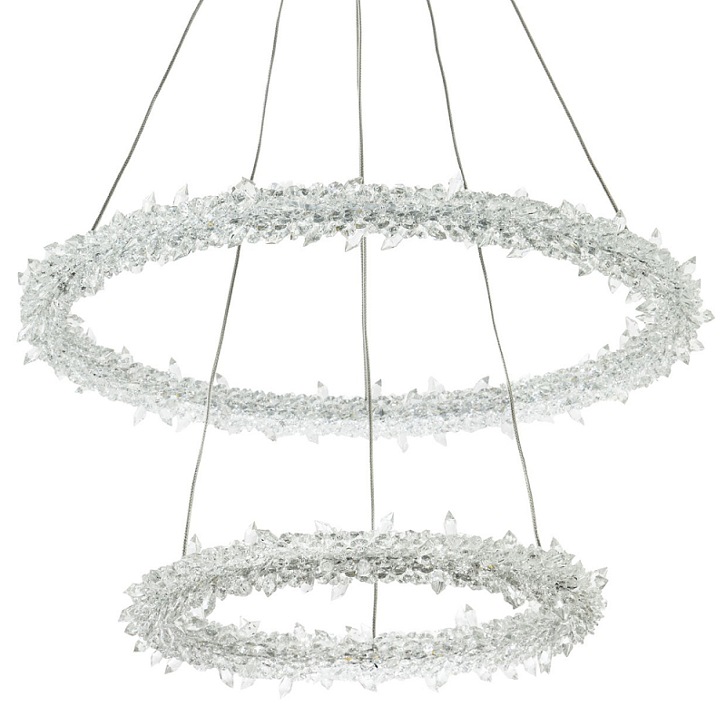 Многоярусная кольцевая люстра с хрустальным декором Gilbertine Crystals Two Rings Chandelier Латунь Прозрачный в Санкт-петербурге | Loft Concept 