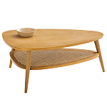 Журнальный стол из массива дуба и декором из плетеного ротанга Reyer Rattan Coffee Table варинант исполнения - 1 | Loft Concept в Санкт-петербурге
