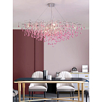 Люстра овальная с розовыми стеклянными подвесками в форме капель FAIRYTREE Light варинант исполнения - 4 | Loft Concept в Санкт-петербурге