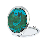 Зеркало карманное складное круглое из натурального камня Малахит с Хризоколлой в подарочной упаковке Silver Stone Mirrors варинант исполнения - 2 | Loft Concept в Санкт-петербурге