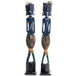 Комплект из 2-х деревянных статуэток Asmat Tall Statuettes Blue Green варинант исполнения - 1 | Loft Concept в Санкт-петербурге