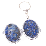 Зеркало брелок карманное двухстороннее из натурального камня Лазурит Stone Mirrors варинант исполнения - 2 | Loft Concept в Санкт-петербурге