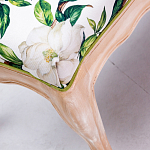 Банкетка из натурального бука золотистая с изображением птиц и цветов Blooming Birds варинант исполнения - 2 | Loft Concept в Санкт-петербурге