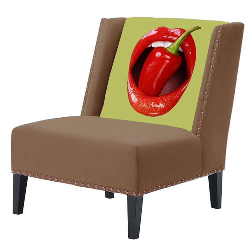 FUN Armchair "Chili Pepper" Beige Дизайнерское кресло с цветным принтом Бежевый в Санкт-петербурге | Loft Concept 