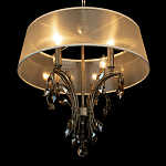 Люстра подвесная круглая с тканевым полупрозрачным абажуром и подвесками 4 лампы Gilded Elegance варинант исполнения - 5 | Loft Concept в Санкт-петербурге