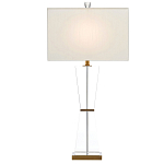 Настольная лампа с прозрачным корпусом и прямоугольным тканевым абажуром Charm and Luxury варинант исполнения - 2 | Loft Concept в Санкт-петербурге