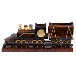 Часы настольные в виде паровоза из натурального камня Обсидиан Train Stone Clock варинант исполнения - 1 | Loft Concept в Санкт-петербурге