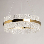 Люстра круглая золотого цвета с прозрачными рельефными стеклянными вставками Textured Glass Chandelier варинант исполнения - 4 | Loft Concept в Санкт-петербурге