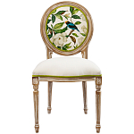 Стул бежевый из натурального бука с изображением птиц и цветов Blooming White Magnolias варинант исполнения - 1 | Loft Concept в Санкт-петербурге
