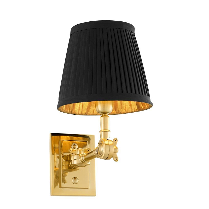 Бра Wall Lamp Wentworth Single Gold+Black Глянцевое золото Черный в Санкт-петербурге | Loft Concept 