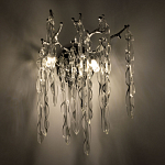 Бра цвета хром с ветвями и прозрачными стеклянными подвесками в виде вытянутых спиральных капель Droplet Chandelier варинант исполнения - 2 | Loft Concept в Санкт-петербурге