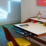 Письменный стол с 2-мя чёрными выдвижными ящиками и нишей с цветными разделителями Ballan варинант исполнения - 6 | Loft Concept в Санкт-петербурге