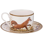 Чайная пара из фарфора с изображением утки и лисы 300 мл Hunting Porcelain Collection варинант исполнения - 1 | Loft Concept в Санкт-петербурге