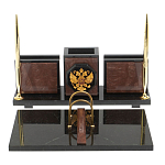 Настольный письменный набор из камня лемезит с гербом России Royal Accessory варинант исполнения - 1 | Loft Concept в Санкт-петербурге