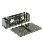 Настольный письменный набор из змеевика с подставкой под календарь и часами Successful Leader варинант исполнения - 2 | Loft Concept в Санкт-петербурге