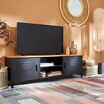 ТВ-тумба из металла и столешницей из массива дуба Metal Wood TV-Stand варинант исполнения - 6 | Loft Concept в Санкт-петербурге