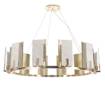 Люстра подвесная круглая с прямоугольными мраморными и золотистыми панелями на металлическом каркасе Диаметр 118 см Marble square Chandelier варинант исполнения - 1 | Loft Concept в Санкт-петербурге