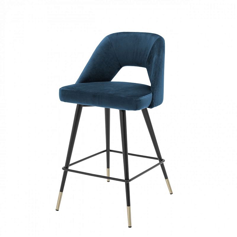 Полубарный стул Eichholtz Counter Bar Stool Avorio Blue Синий Черный Латунь в Санкт-петербурге | Loft Concept 