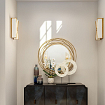 Золотое настенное круглое зеркало Golden Orbit варинант исполнения - 2 | Loft Concept в Санкт-петербурге