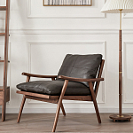 Кресло c каркасом из массива дерева и мягкой кожаной обивкой Walnut Armchair варинант исполнения - 11 | Loft Concept в Санкт-петербурге