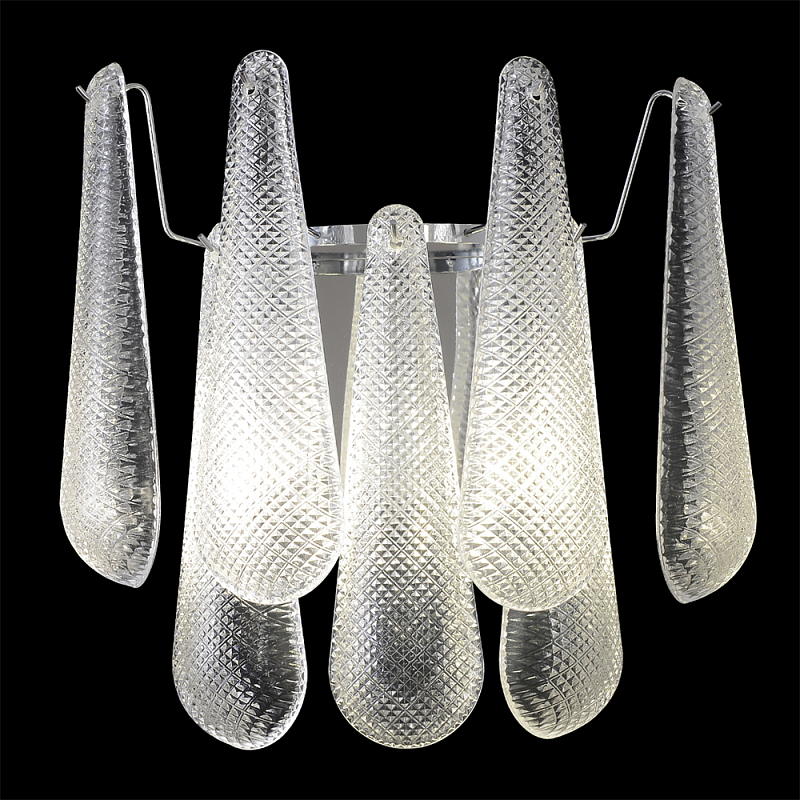 Бра с подвесками из рифленного стекла в форме капель на основании цвета хром Textured Glass Прозрачное Стекло Хром Бра с подвесками из рифленного стекла в форме капель на основании цвета хром Textured Glass Прозрачное Стекло Хром в Санкт-петербурге | Loft Concept