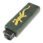 Зажигалка газовая из натурального камня Офиокальцит с декоративной металлической вставкой в виде ящерицы Metal Stone Lighters варинант исполнения - 2 | Loft Concept в Санкт-петербурге