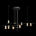 Люстра с 9-ю цилиндрическими плафонами цвета латунь TRIBES CHANDELIER варинант исполнения - 1 | Loft Concept в Санкт-петербурге