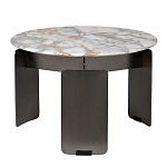 Столик журнальный с круглой мраморной столешницей на трех опорах Marble Stone Drawing варинант исполнения - 1 | Loft Concept в Санкт-петербурге