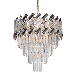 Люстра многоярусная с переплетенными металлическими элементами черного и золотого цвета и прозрачными хрустальными подвесками Empire Chandelier Crystal варинант исполнения - 1 | Loft Concept в Санкт-петербурге