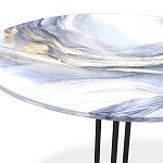 Стол журнальный с круглой бело-голубой столешницей из стекла White and Blue Marble варинант исполнения - 3 | Loft Concept в Санкт-петербурге