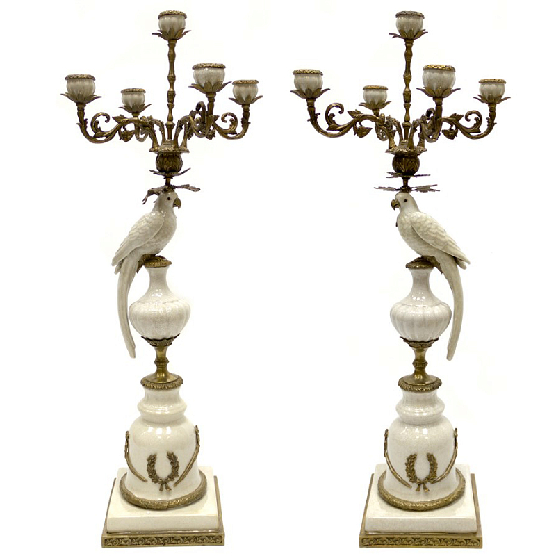 Подсвечник Candlestick White Parrot Белый Бронза в Санкт-петербурге | Loft Concept 