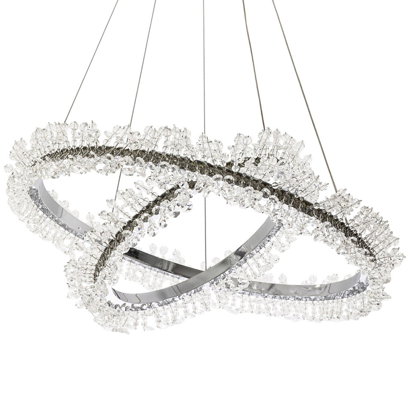 Люстра два кольца с хрустальным декором Rowan Crystal Ring Horizontal Chrome Chandelier Хром Прозрачный в Санкт-петербурге | Loft Concept 