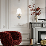 Бра с белым текстильным абажуром и фигурным основанием с зеркальной вставкой Vitorino варинант исполнения - 7 | Loft Concept в Санкт-петербурге