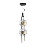 Подвесной светильник с 2-мя прозрачными стеклянными плафонами и золотистыми центральными вставками Virelia  варинант исполнения - 5 | Loft Concept в Санкт-петербурге