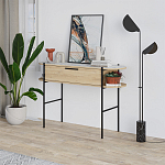 Консоль напольная деревянная с выдвижным ящиком и 2-мя полками со столешницей цвета белый мрамор OTIS CONSOLE OAK варинант исполнения - 3 | Loft Concept в Санкт-петербурге