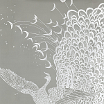 Обои ручная роспись в стиле Арт-деко Whistler Peacocks Special Colourway on Pale Grey dyed silk варинант исполнения - 2 | Loft Concept в Санкт-петербурге