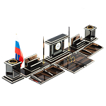 Настольный письменный набор с часами из природного камня обсидиана Team leader варинант исполнения - 2 | Loft Concept в Санкт-петербурге