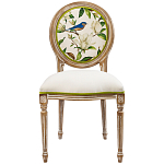Стул бежевый из натурального бука с изображением птиц и цветов Blooming Blue Birds варинант исполнения - 1 | Loft Concept в Санкт-петербурге