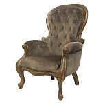 Кресло с мягкой обивкой из коричневого велюра на 4-х деревянных ножках Evelyn Classical Armchair варинант исполнения - 3 | Loft Concept в Санкт-петербурге
