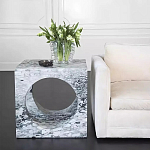 Дизайнерский журнальный стол квадратной формы с круглой нишей Guxawar варинант исполнения - 1 | Loft Concept в Санкт-петербурге