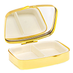 Таблетница карманная прямоугольная с 2-мя отделениями с зеркалом и накладкой из натурального камня Авантюрин Gold Stone Pillboxes варинант исполнения - 3 | Loft Concept в Санкт-петербурге