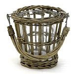 Кашпо стеклянное в плетёной корзине Timber варинант исполнения - 2 | Loft Concept в Санкт-петербурге
