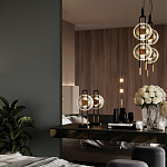 Настольная лампа черного цвета с круглым прозрачным стеклянным плафоном Virelia  варинант исполнения - 2 | Loft Concept в Санкт-петербурге