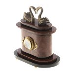 Часы настольные из натурального камня с декором в виде двух лебедей Swans Stone Clock варинант исполнения - 6 | Loft Concept в Санкт-петербурге