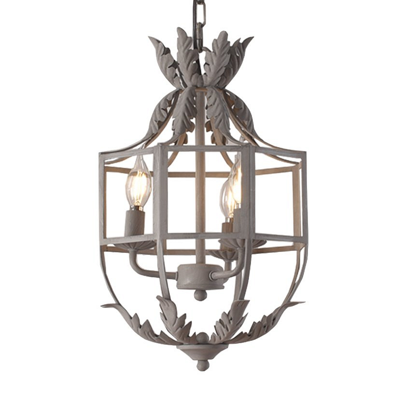 Люстра Rustic 3-Light Metal Cage Grey Pendant Lamp Серый в Санкт-петербурге | Loft Concept 