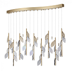 Люстра с золотистыми трубками и прозрачными стеклянными листьями на подвесах Sylva  варинант исполнения - 2 | Loft Concept в Санкт-петербурге