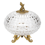 Конфетница прозрачная стеклянная на бронзовых ножках в виде морских коньков с крышкой в виде ракушки Eden Garden варинант исполнения - 1 | Loft Concept в Санкт-петербурге