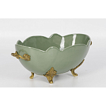 Чаша зеленого цвета из фарфора с волнообразным краем Eden Garden porcelain and bronze варинант исполнения - 1 | Loft Concept в Санкт-петербурге