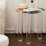 Дизайнерский журнальный стол с фигурной столешницей на 3-х прозрачных ножках Rahakif варинант исполнения - 2 | Loft Concept в Санкт-петербурге