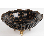 Блюдо черного цвета из фрафора на бронзовых ножках Eden Garden porcelain and bronze варинант исполнения - 2 | Loft Concept в Санкт-петербурге